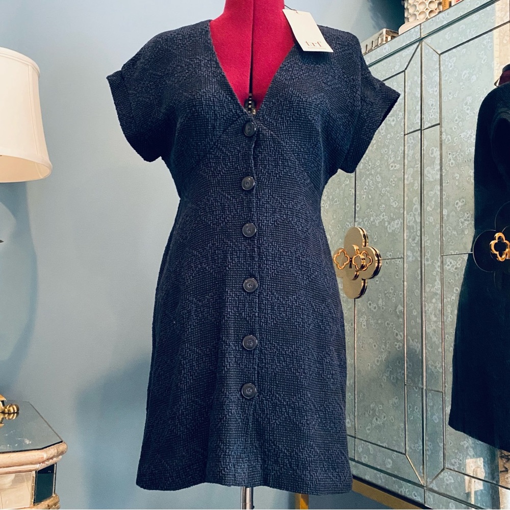 Zara Navy Blue Mini Dress with Knitted Design